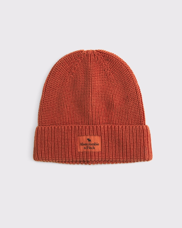 rib logo beanie, Dark Orange view 1