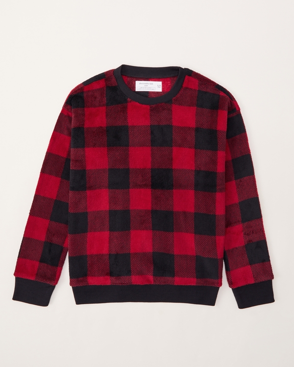 long-sleeve flannel pajama top, Red Plaid