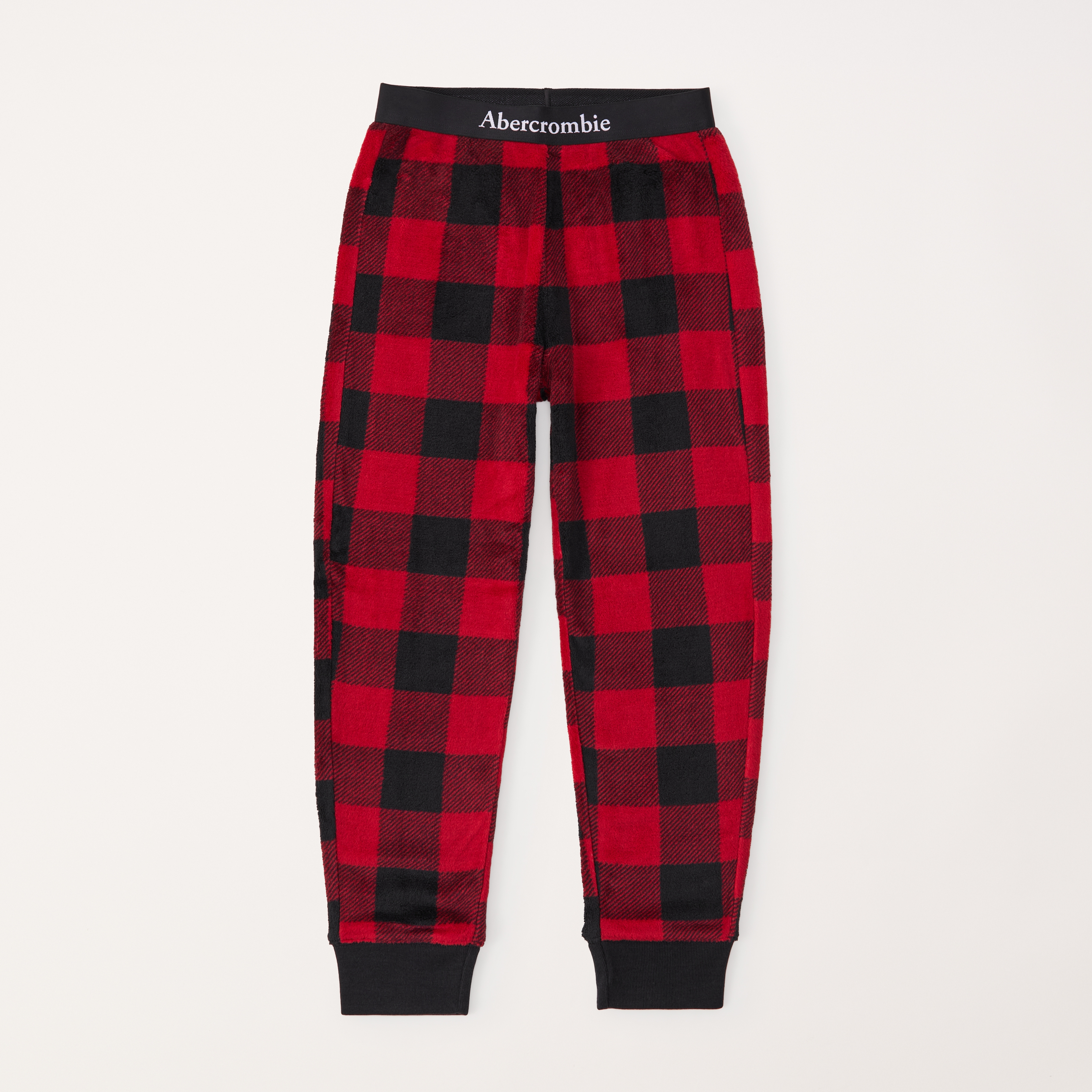 Red joggers with checkered hot sale sides