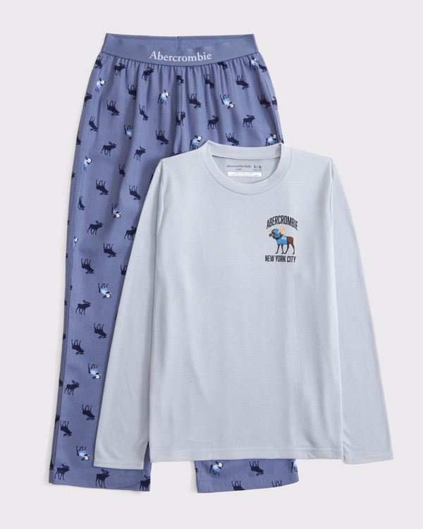 flannel pajama set, Gray view 1