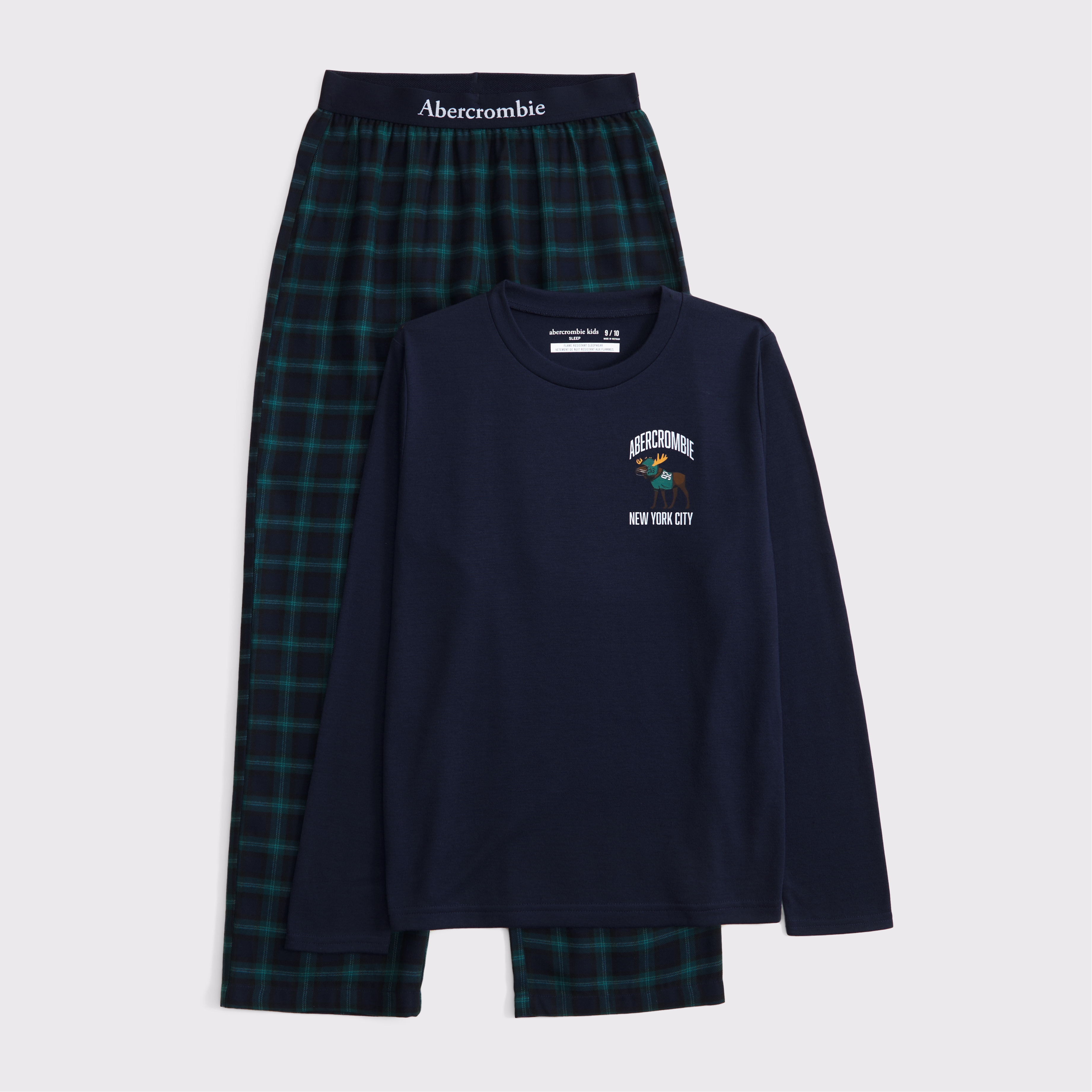 Abercrombie & Fitch Kids' Flannel Pajama Set In Blue