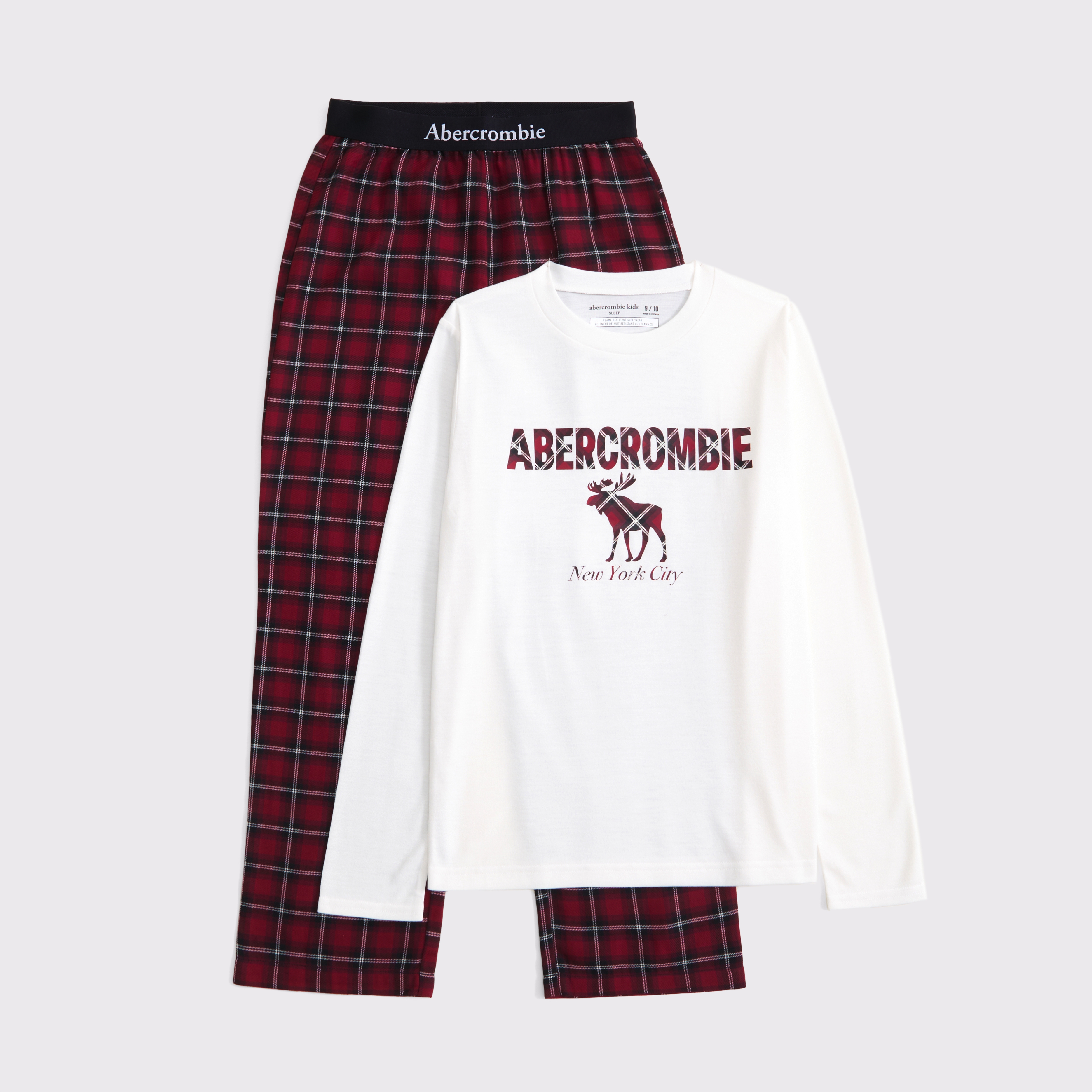 Abercrombie & Fitch Kids' Flannel Pajama Set In Red