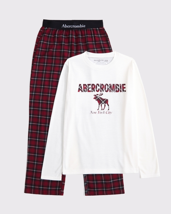 flannel pajama set, Red Plaid view 1