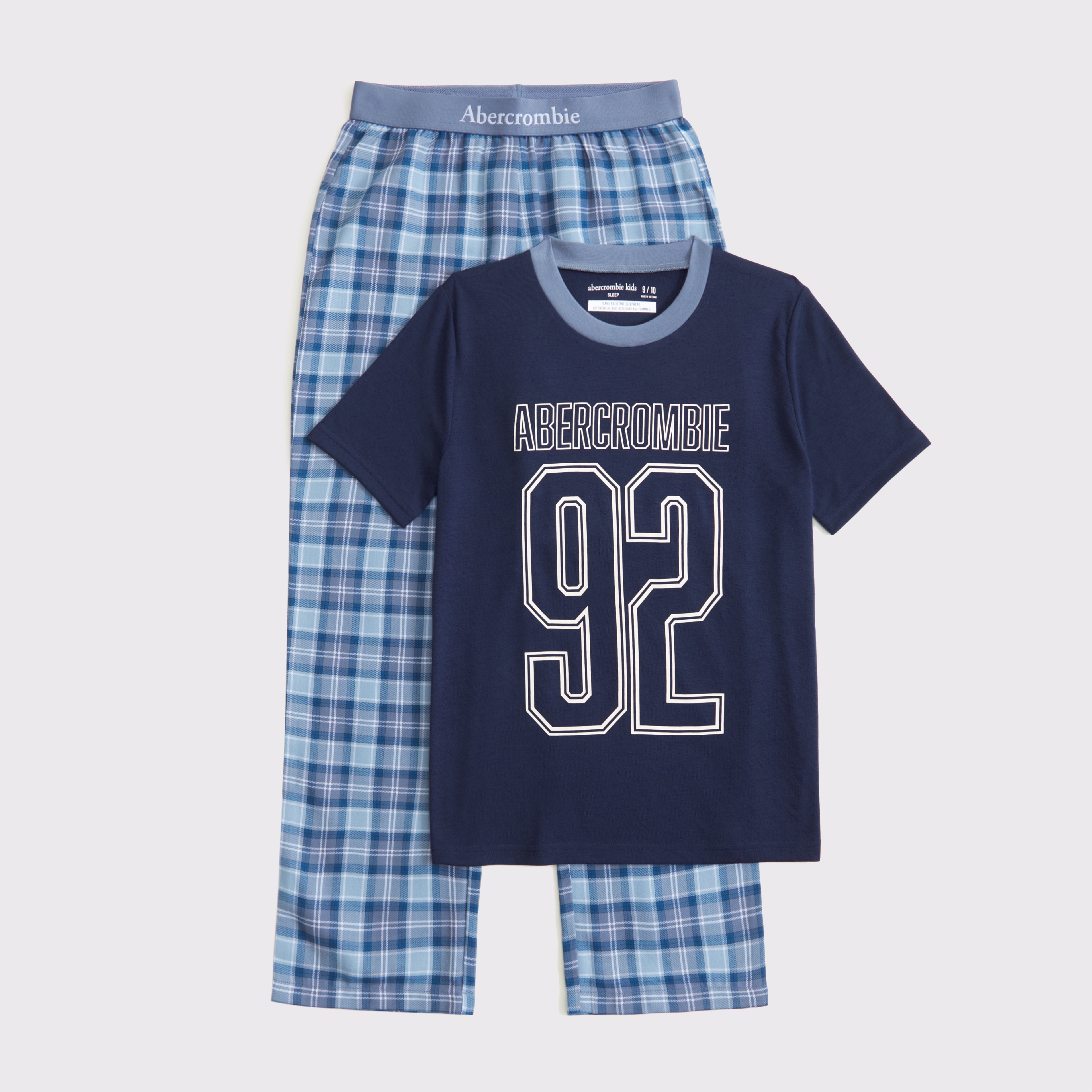 Abercrombie & Fitch Kids' Flannel Pajama Set In Blue