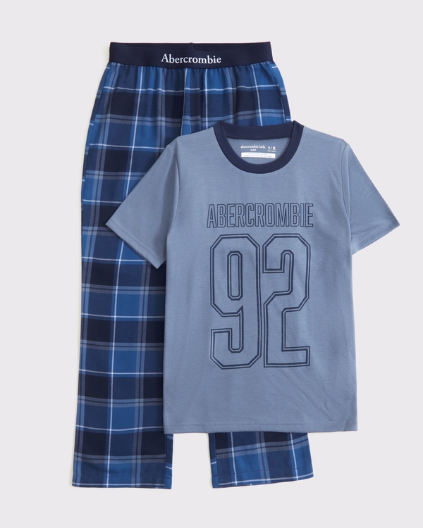 flannel pajama set, Cool Slate view 1