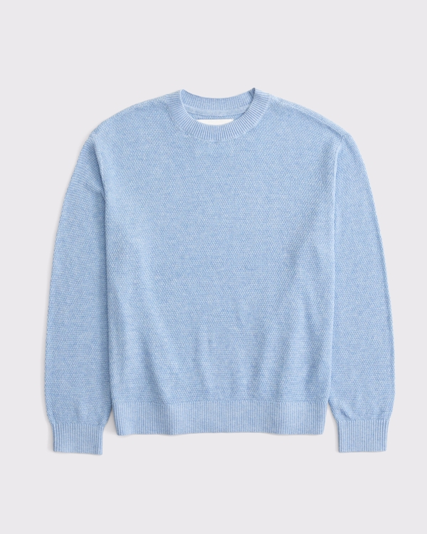 textured crew sweater, Light Blue view 1