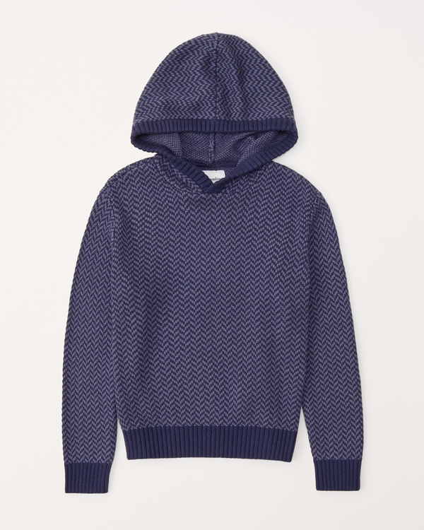 hooded sweater, Navy Pattern