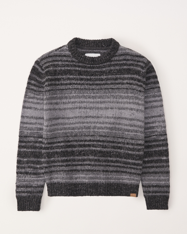 pattern crewneck sweater, Grey Stripe