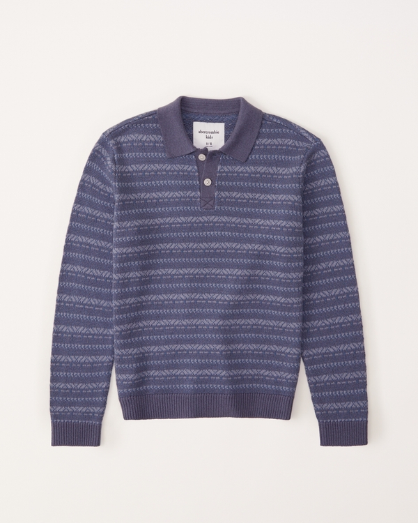 polotrui met lange mouwen en motief, Blue Pattern