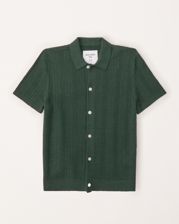 button-through sweater polo, Dark Green