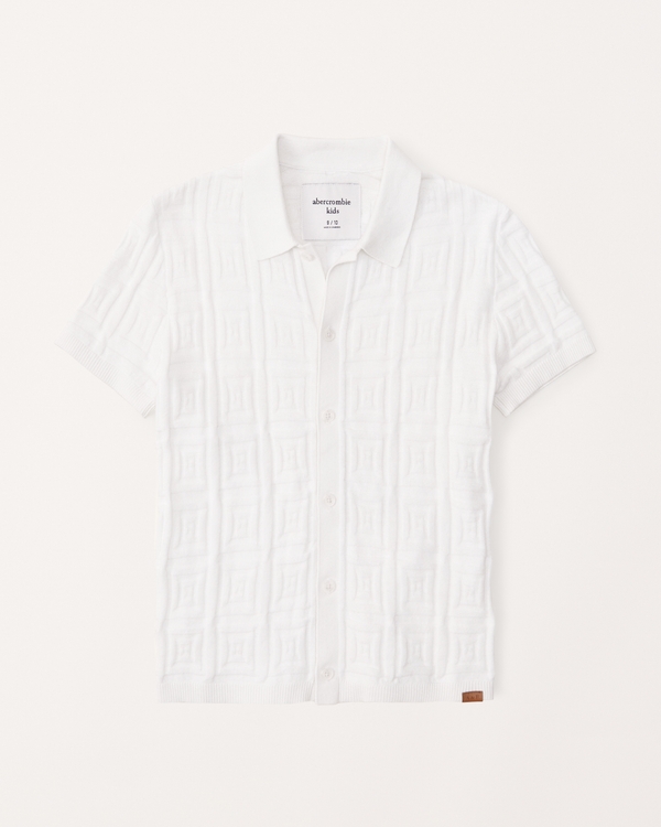 button-through sweater polo, White