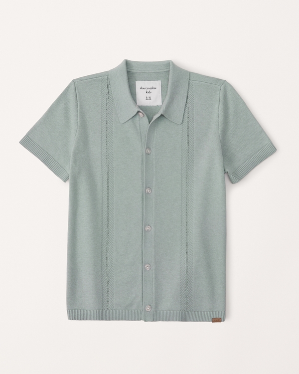 button-through sweater polo, Light Teal