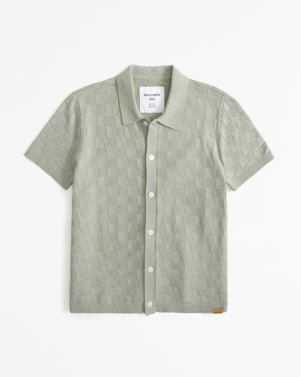 button-through sweater polo, Olive