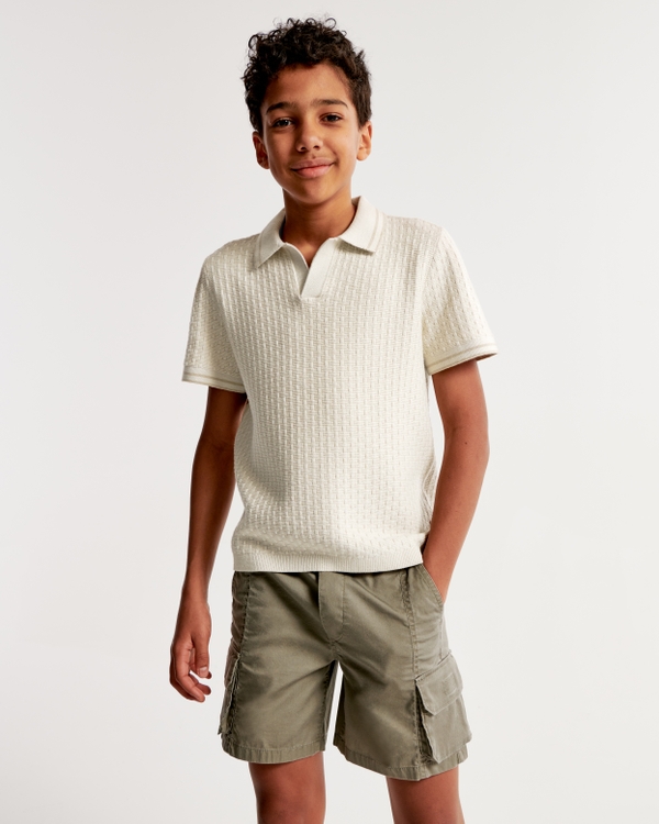 johnny collar knit polo, Light Beige