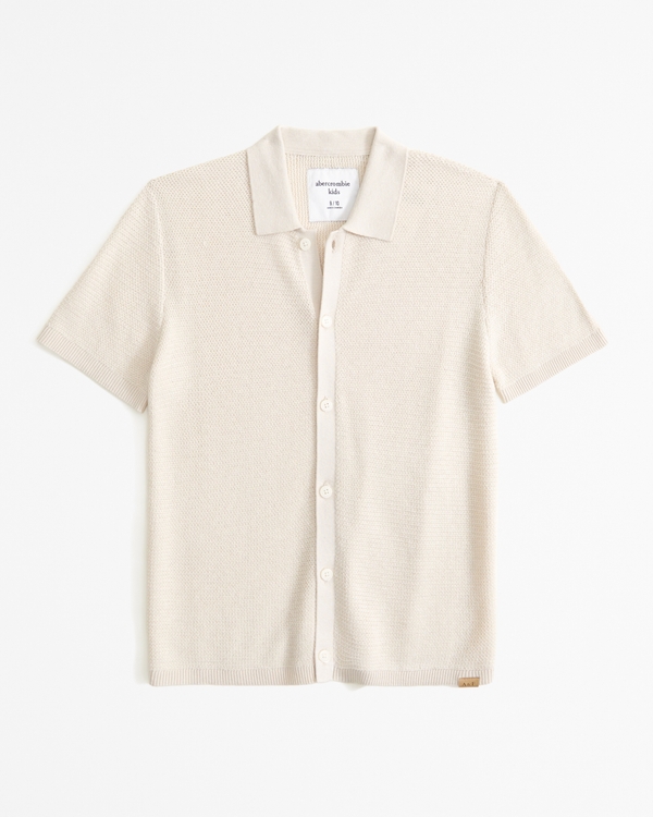 button-through sweater polo, Oatmeal