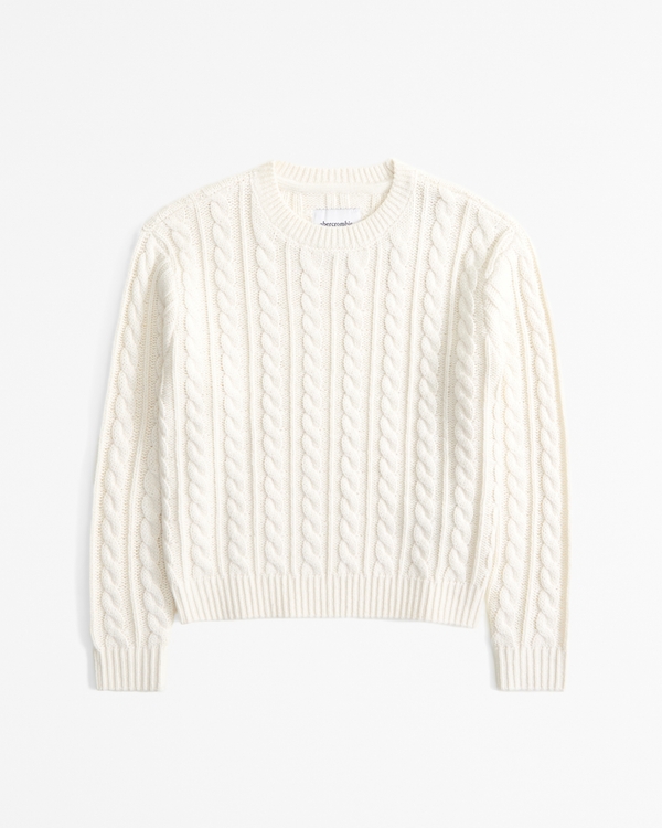 cable crew sweater, Cream