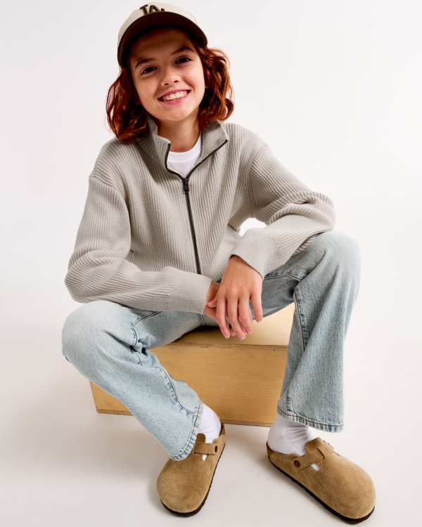full-zip sweater, Warm Gray view 1