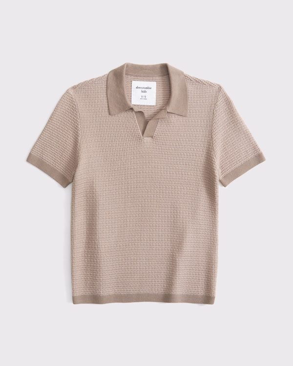 johnny collar sweater polo, Light Brown view 1