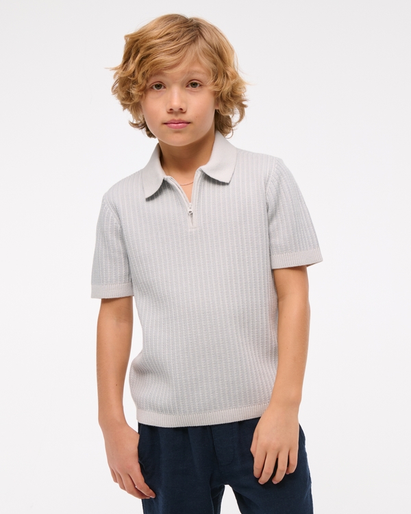 sweater polo quarter-zip, Gray view 1