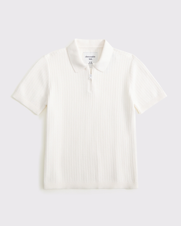 sweater polo quarter-zip, Cream view 1
