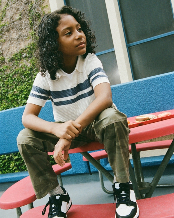 johnny collar sweater polo, Cream And Blue view 1