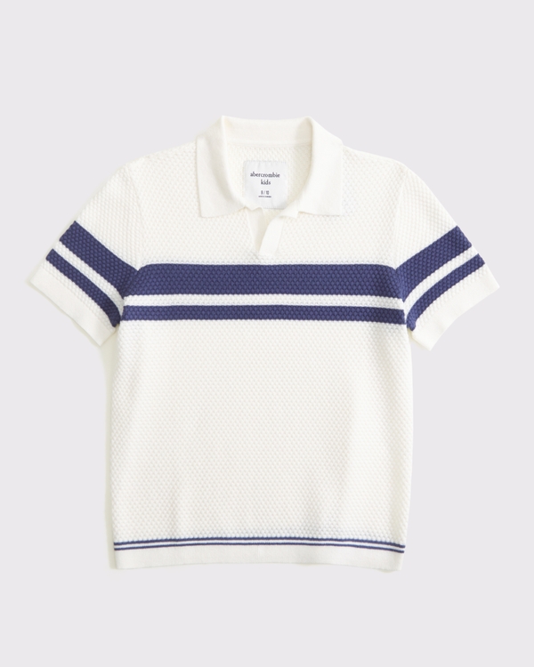 johnny collar sweater polo, Cream And Blue view 1