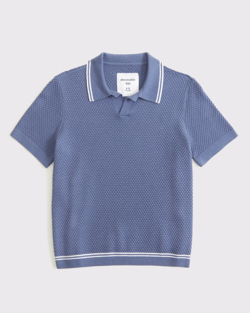 long-sleeve johnny collar sweater polo