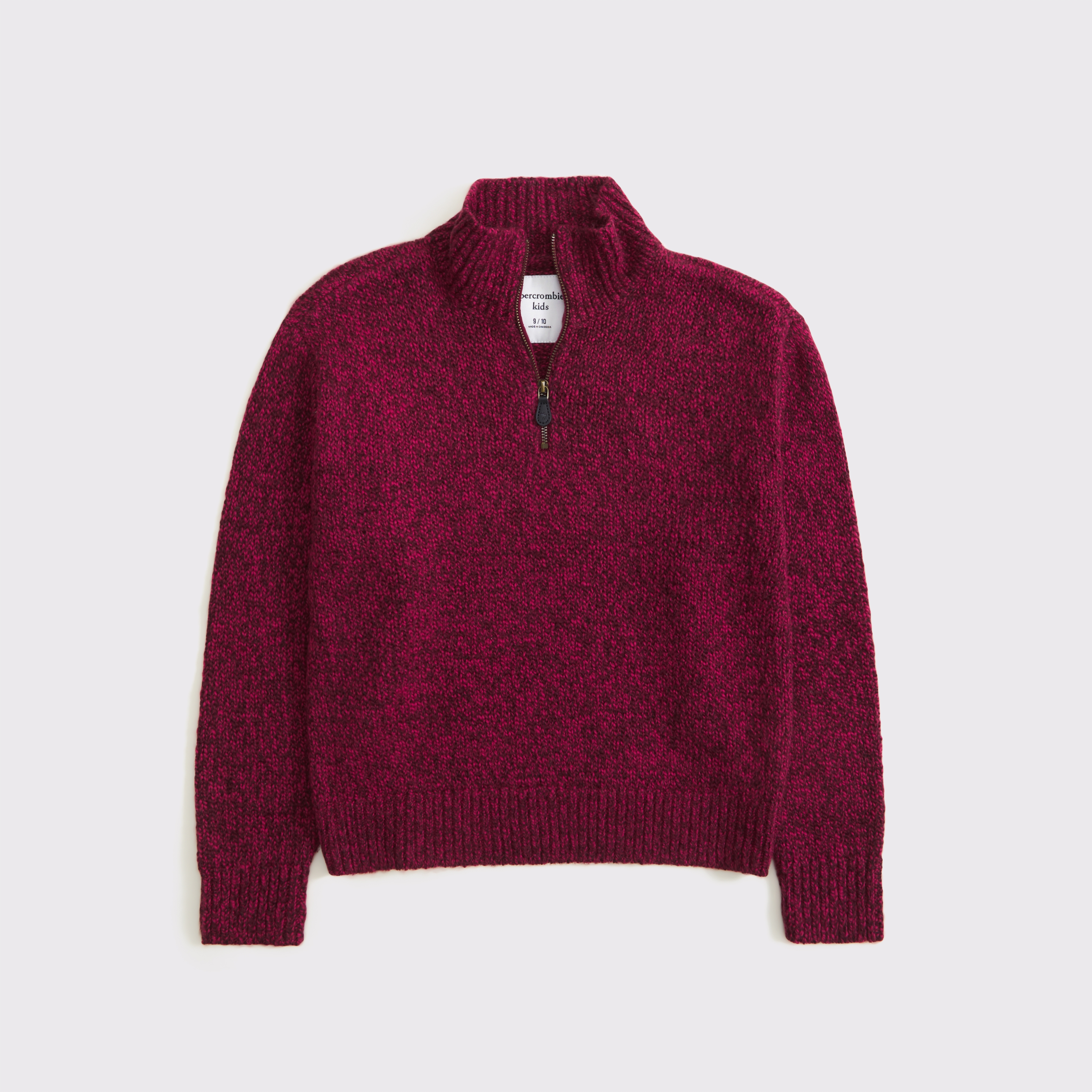 Abercrombie & Fitch Kids' Half-zip Mockneck Sweater In Red
