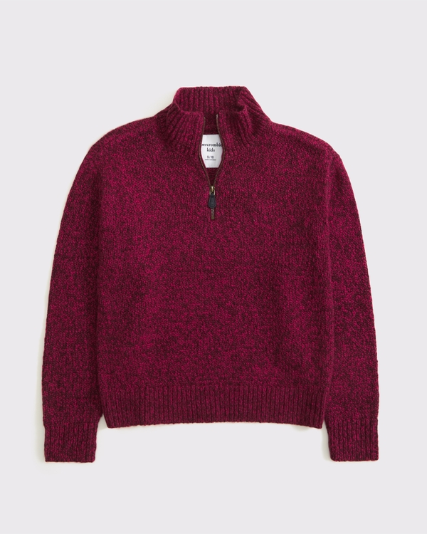 half-zip mockneck sweater, Red view 1