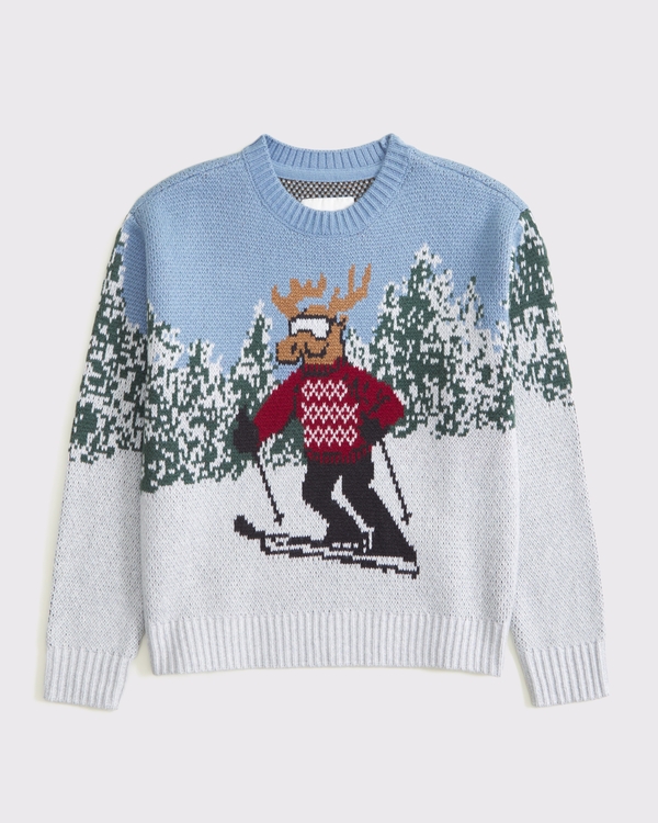 crew sweater, Moose Print view 1