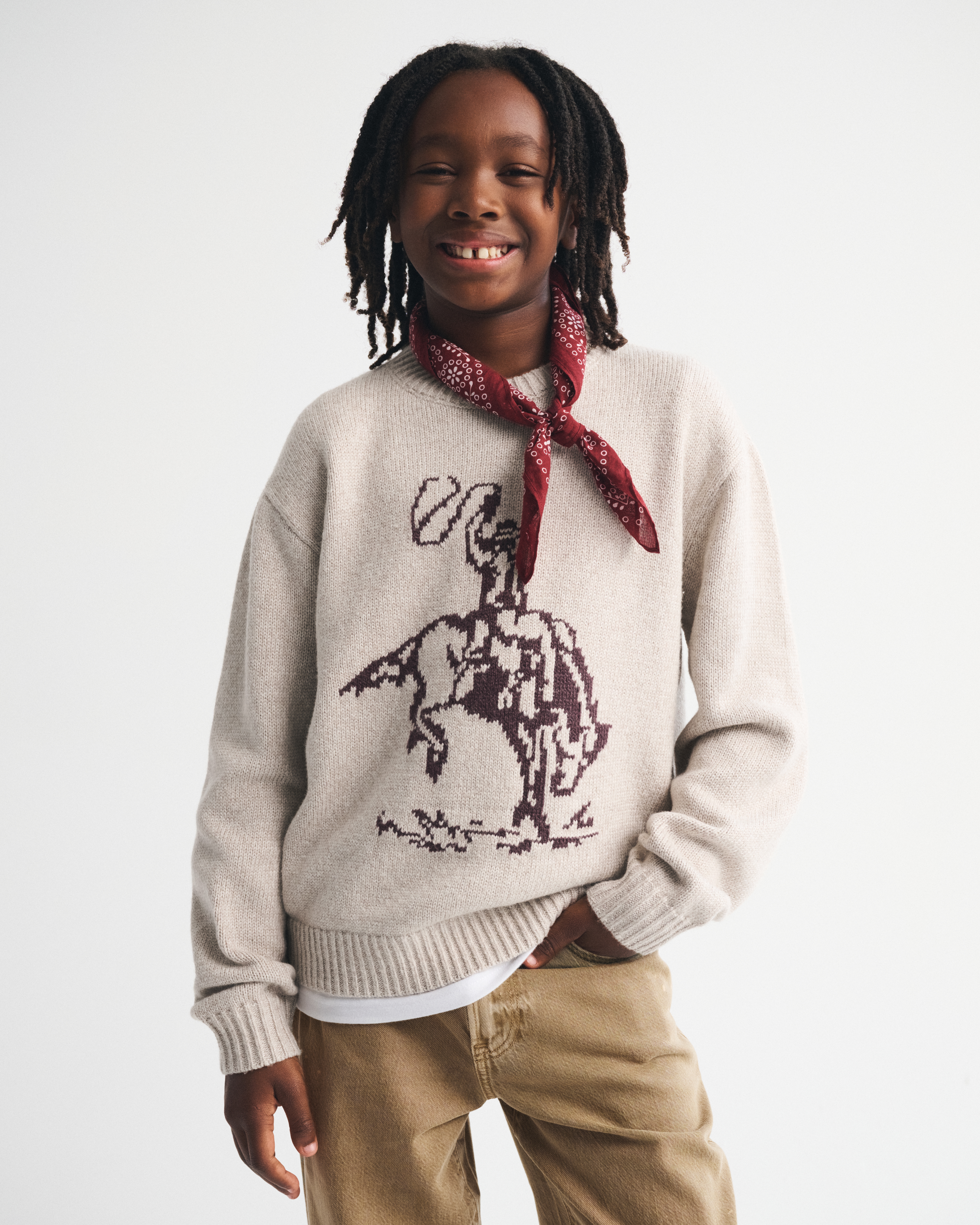 Abercrombie & Fitch Kids' Western Graphic Crew Sweater In Brown