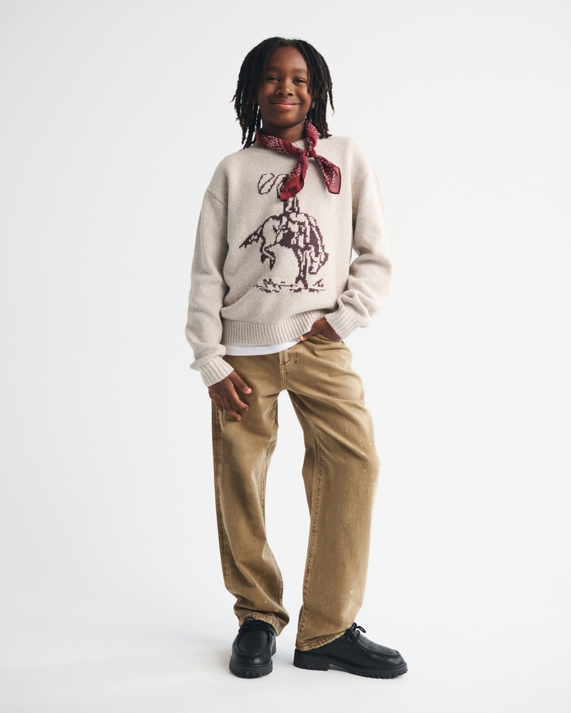 western graphic crew sweater