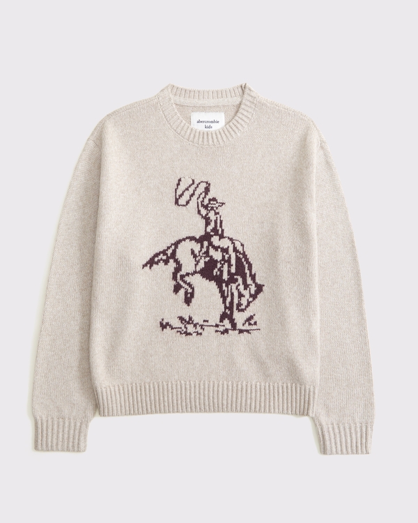 western graphic crew sweater, Light Brown view 2