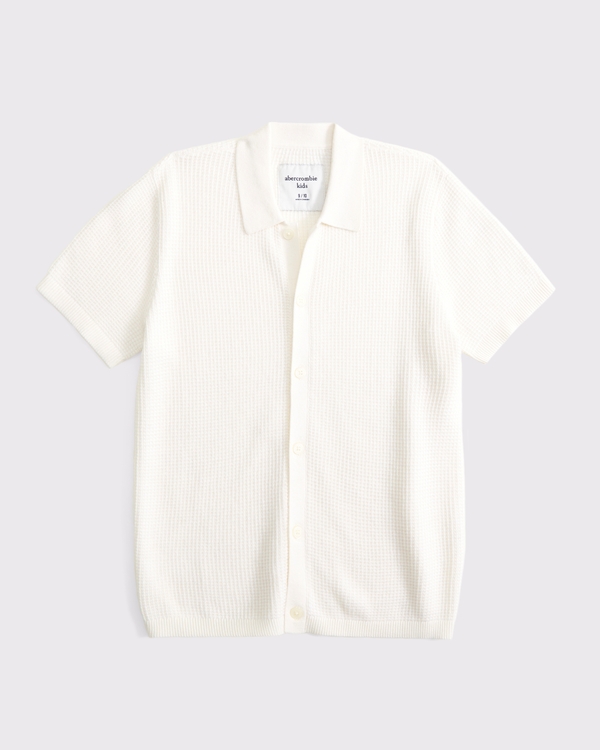 button-through sweater polo, Cream view 1