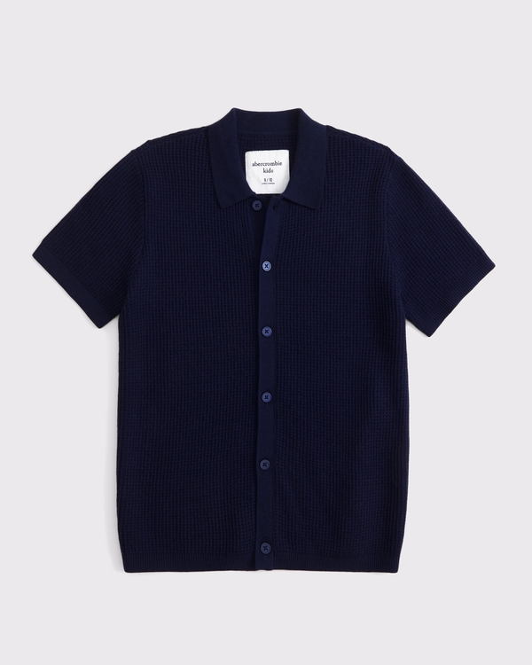 button-through sweater polo, Navy view 1