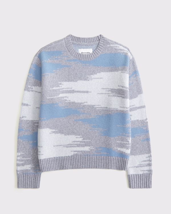 pattern crew sweater, Gray And Blue Pattern view 1