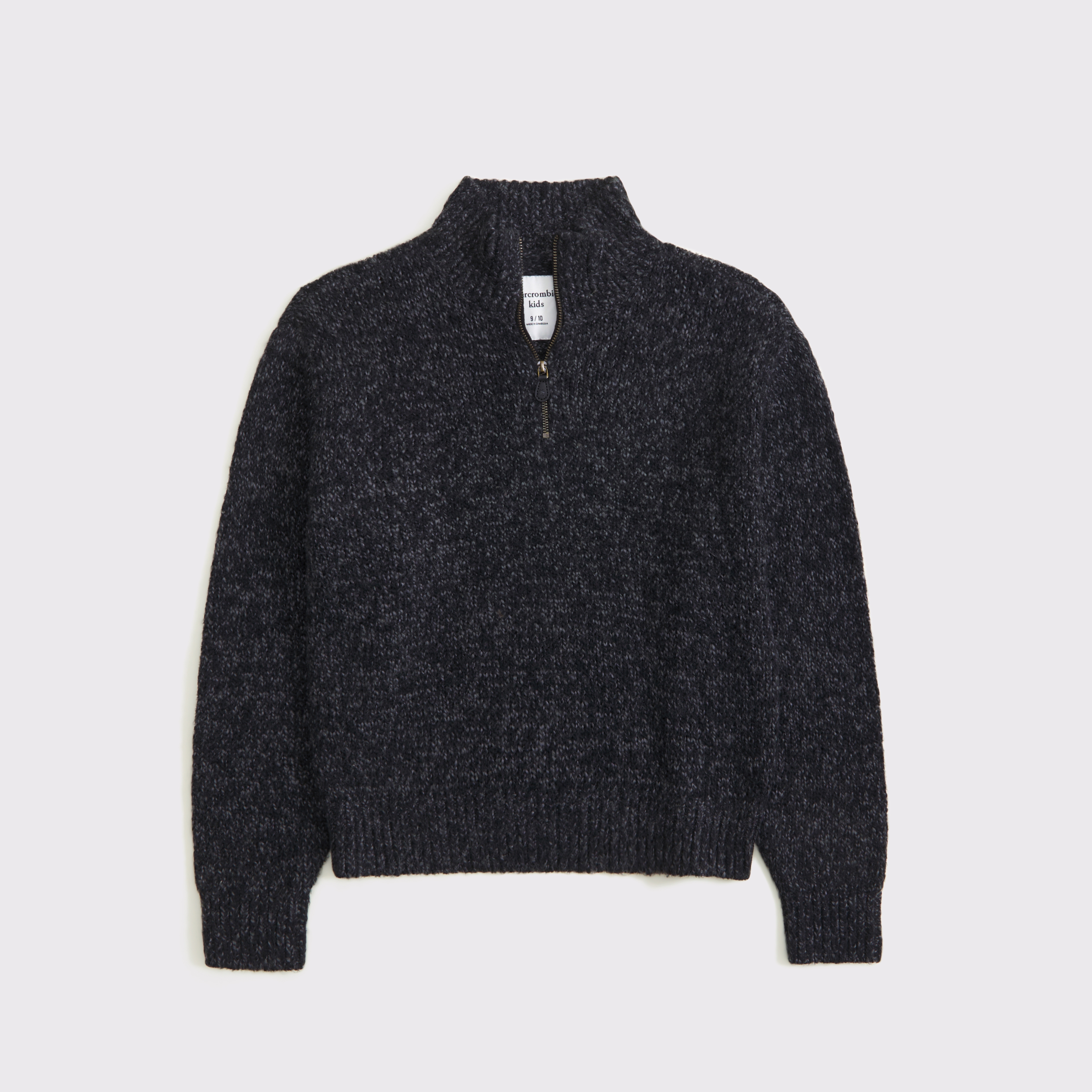 Abercrombie & Fitch Kids' Half-zip Mockneck Sweater In Gray