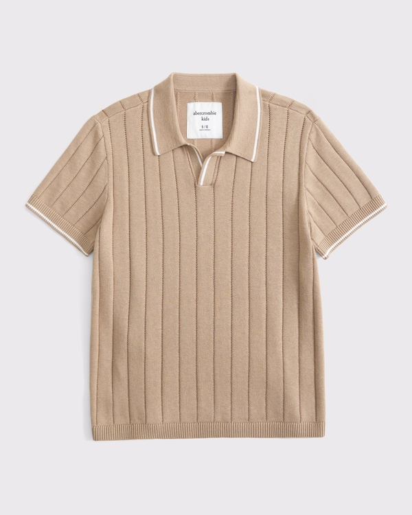 johnny collar sweater polo, Light Brown view 1