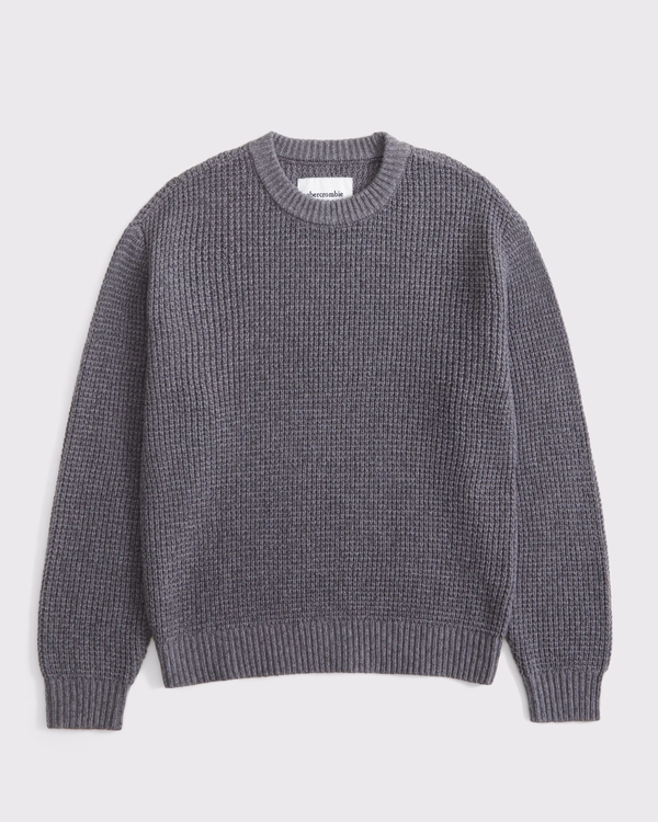 waffle crew sweater, Gray view 1