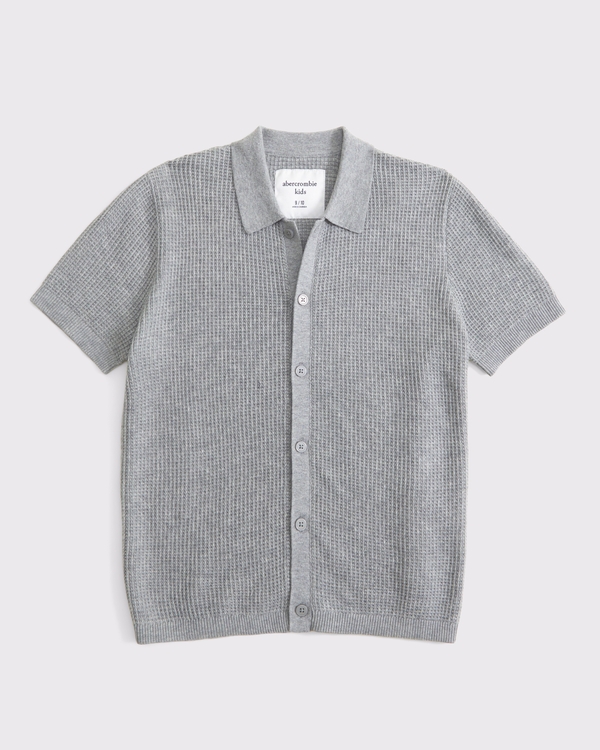 button-through sweater polo, Gray view 1