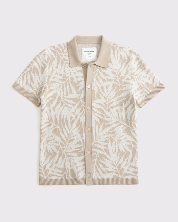 button-through sweater polo, Light Brown Pattern view 1