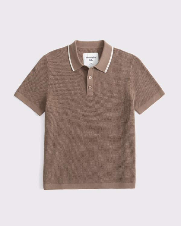 3-button sweater polo, Brown view 1