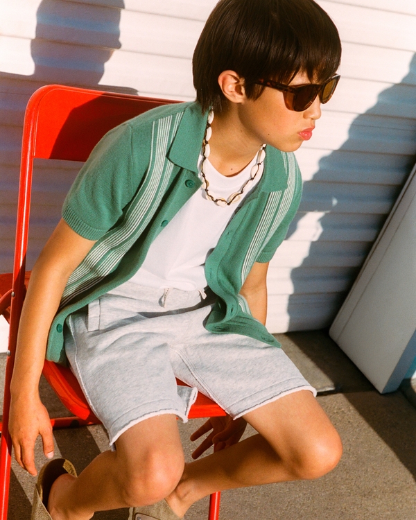 button-through sweater polo, Green view 1