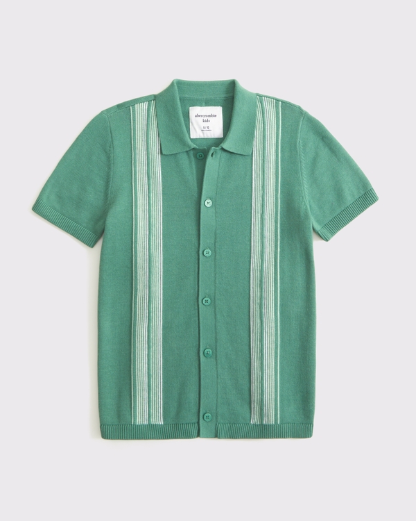 button-through sweater polo, Green view 2