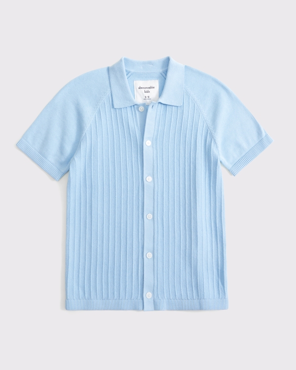 button-through sweater polo, Light Blue view 2