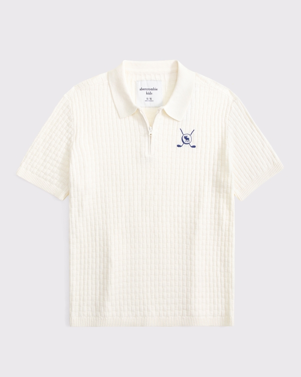 golf quarter-zip sweater polo, Cream view 1