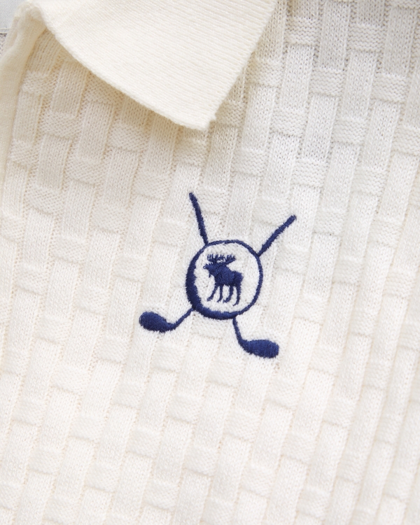 golf quarter-zip sweater polo, Cream view 2