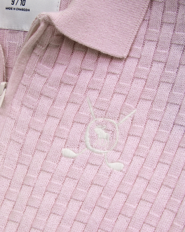 golf quarter-zip sweater polo, Ballet Pink view 2