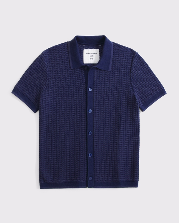 button-through sweater polo, Navy view 1