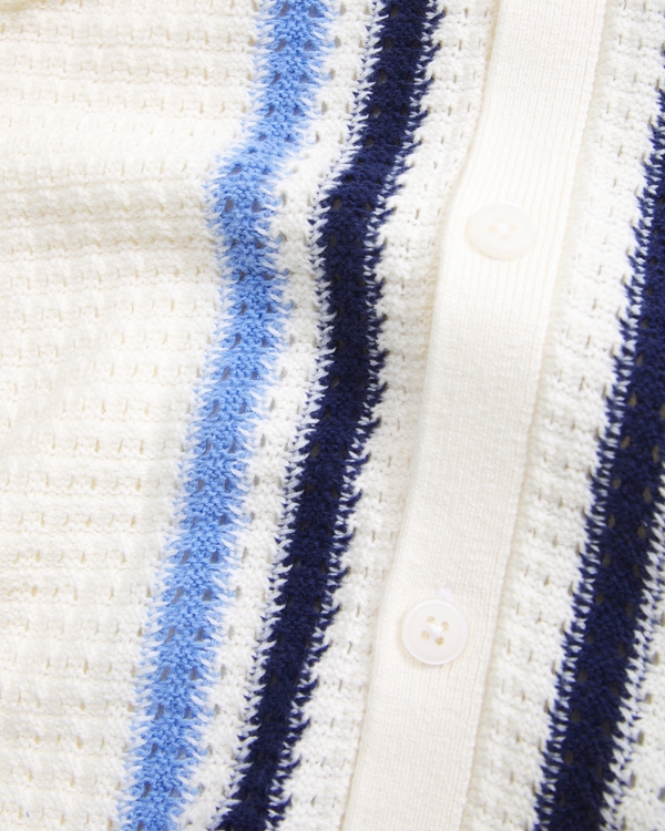 Strick-Polo mit Knopfleiste, Creme view 2